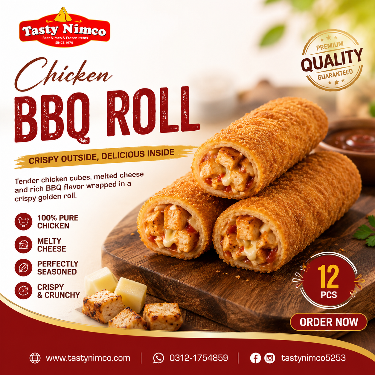 2024/05/858314.png Frozen Chicken BBQ Rolls PCS (Per Box 12) - Image 1