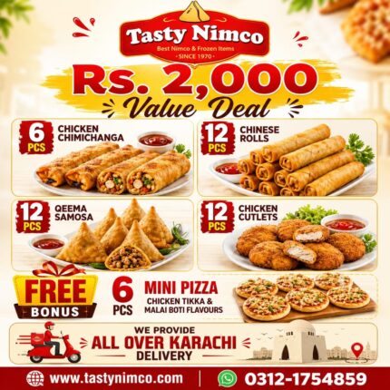 Rs. 2000 Value Deal – Frozen Snacks Platter with Free Mini Pizza | Karachi Delivery